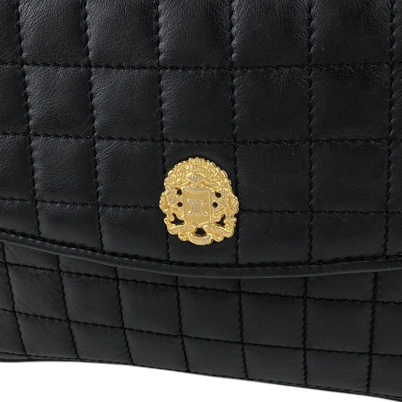CELINE Emblem Chain Shoulder bag Black Vintage 3nk43u