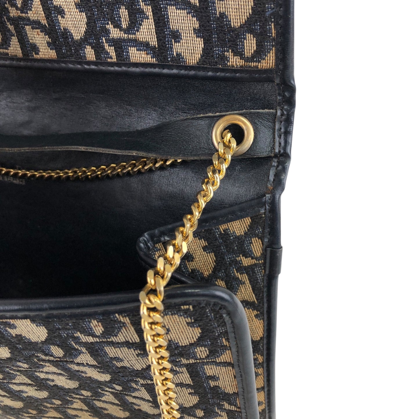 Christian Dior Trotter Chain Shoulder bag Navy Vintage xsjebd