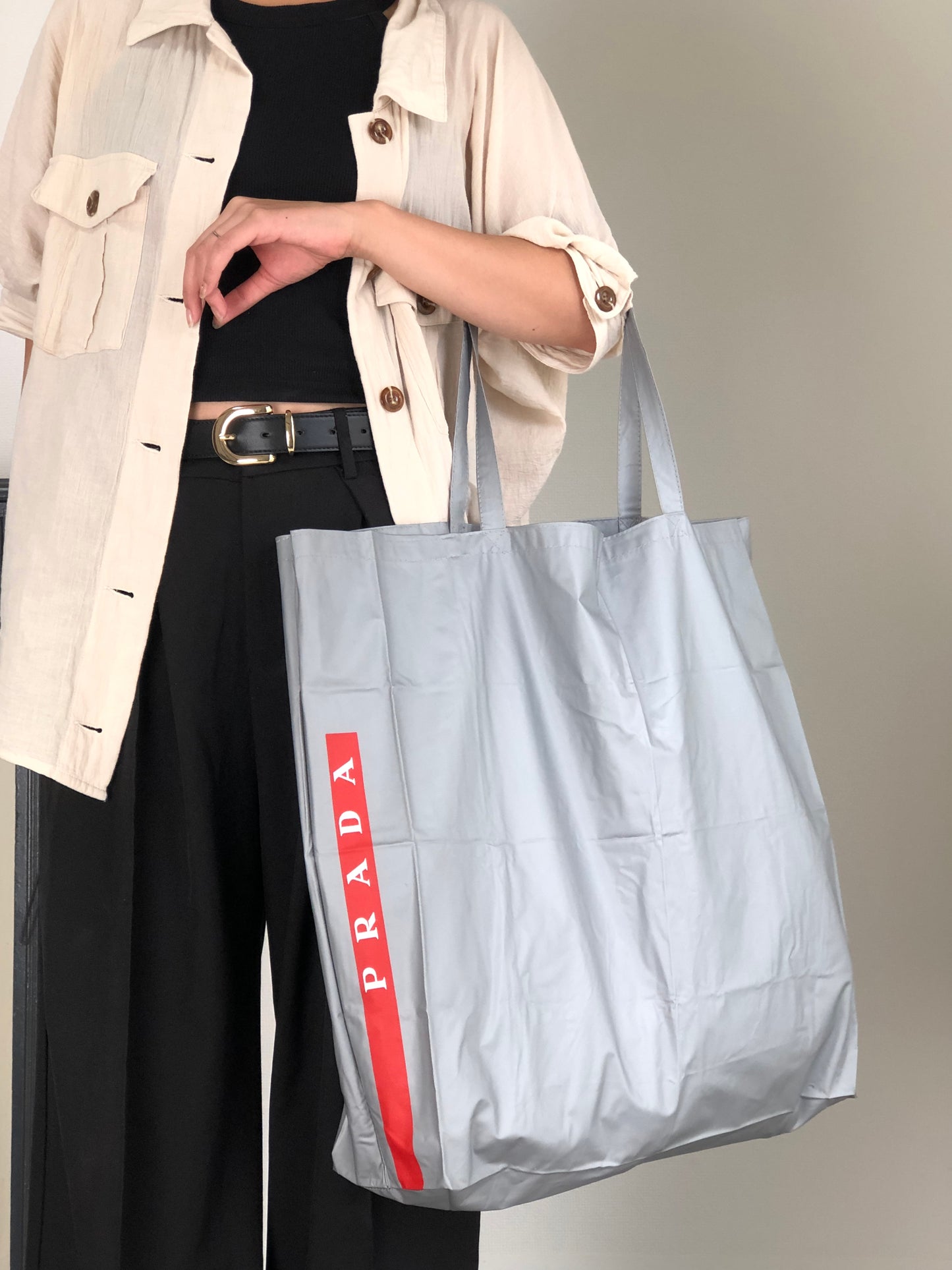 PRADA PRADA SPORTS Logo Totebag Gray Vintage iezd88