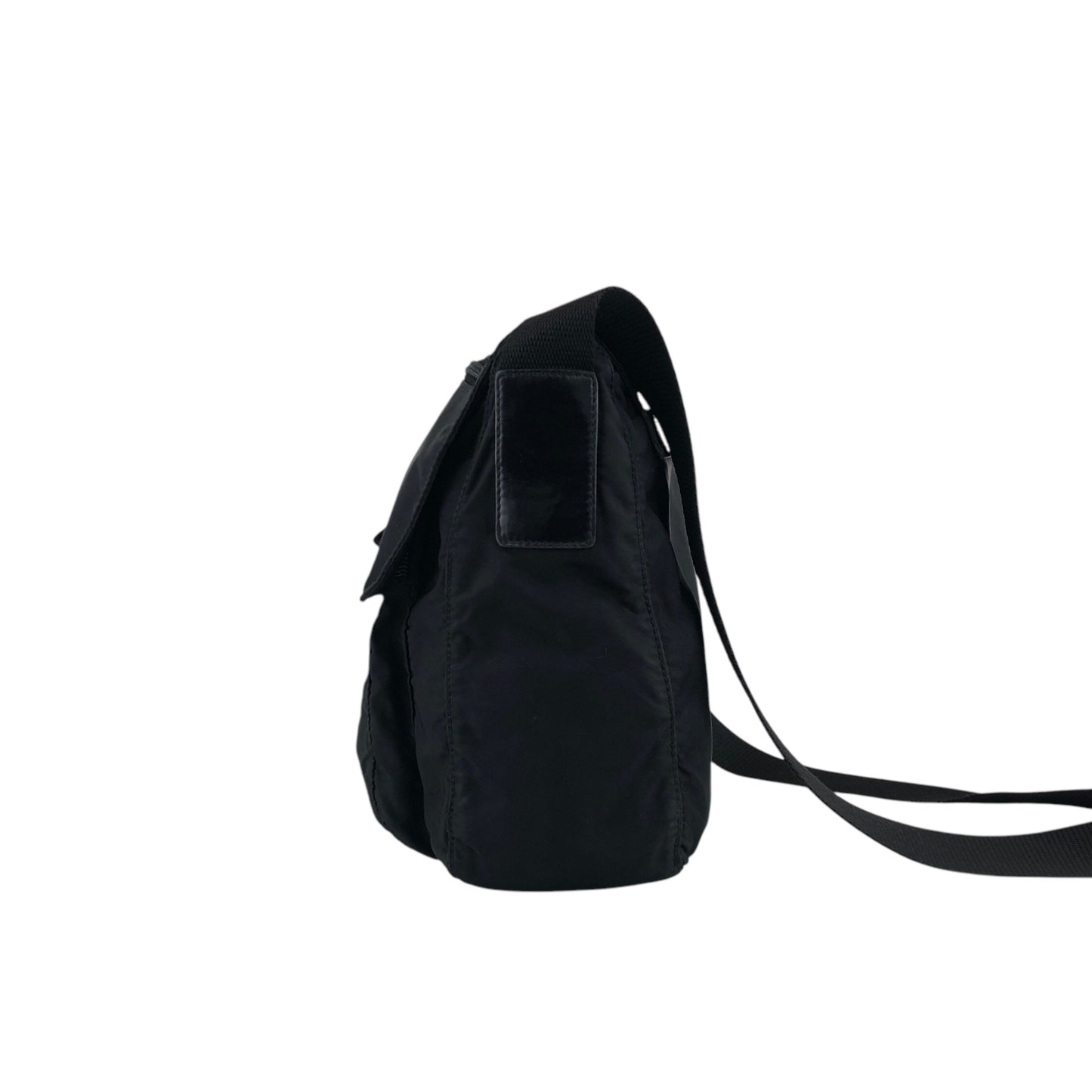 PRADA Triangle Logo Front Buckle Shoulder bag Black Vintage sx8cnr