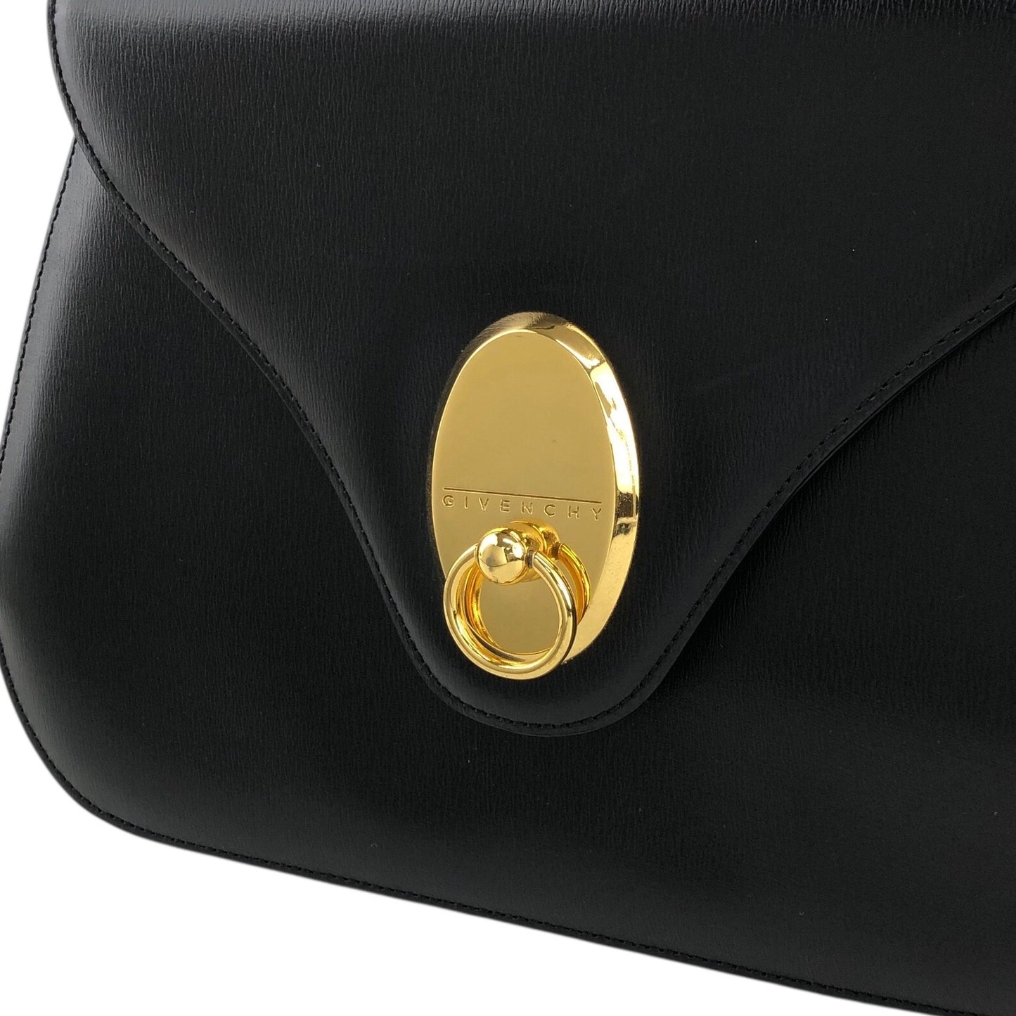 GIVENCHY Gancini Top Handle Handbag Black Vintage 3pv2af