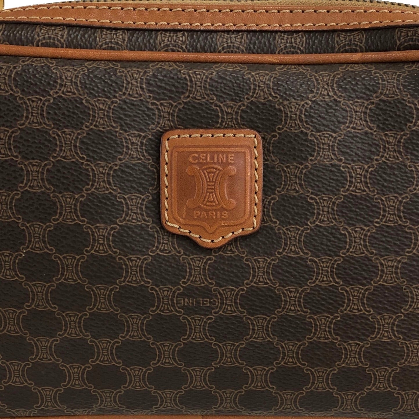 CELINE Macadam Blason Shoulder bag Brown Vintage f2gsiu