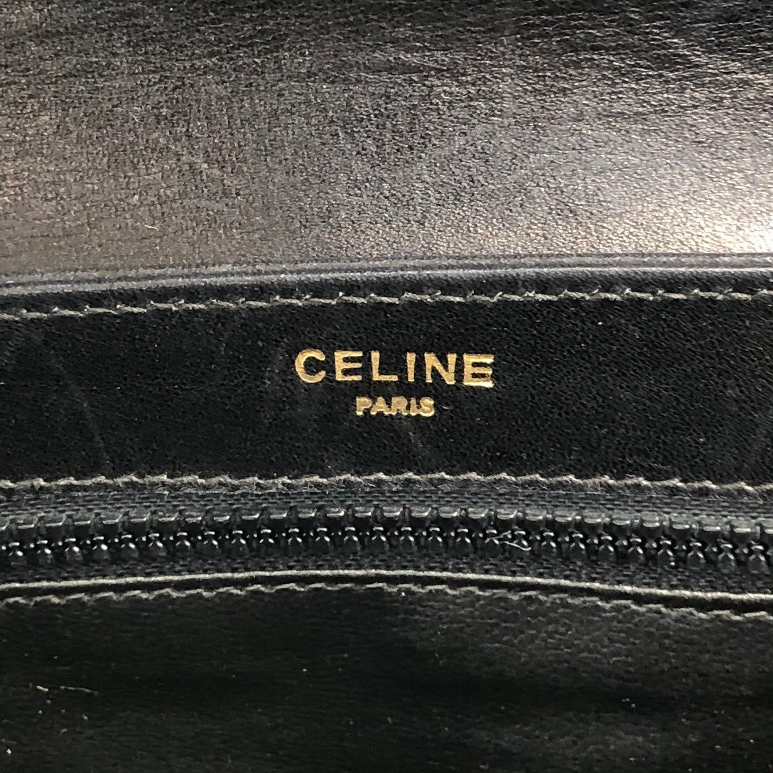 CELINE Blason Emblem Motif Chain Shoulder bag Black Vintage hp4pbe