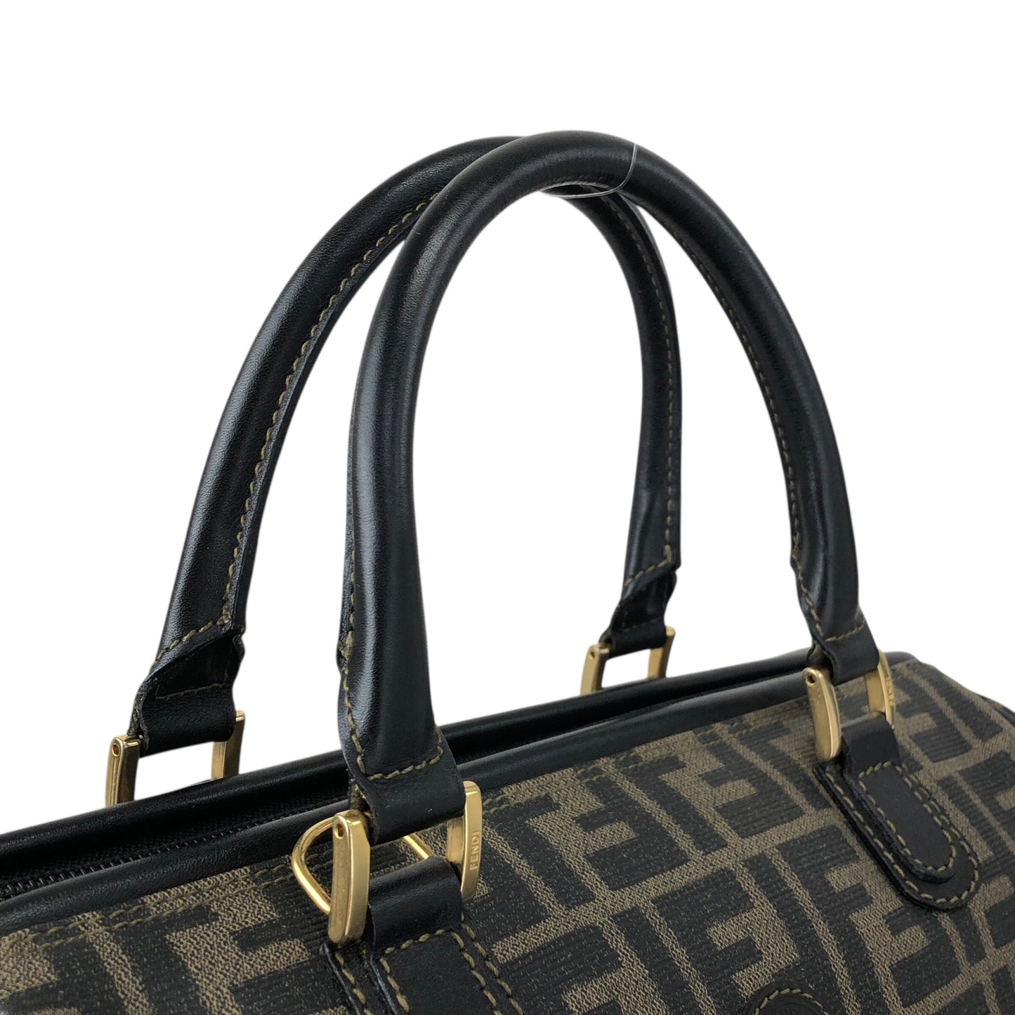 FENDI Zucca Logo Two-way Handbag Shoulder bag Boston bag Black Vintage yh8esb