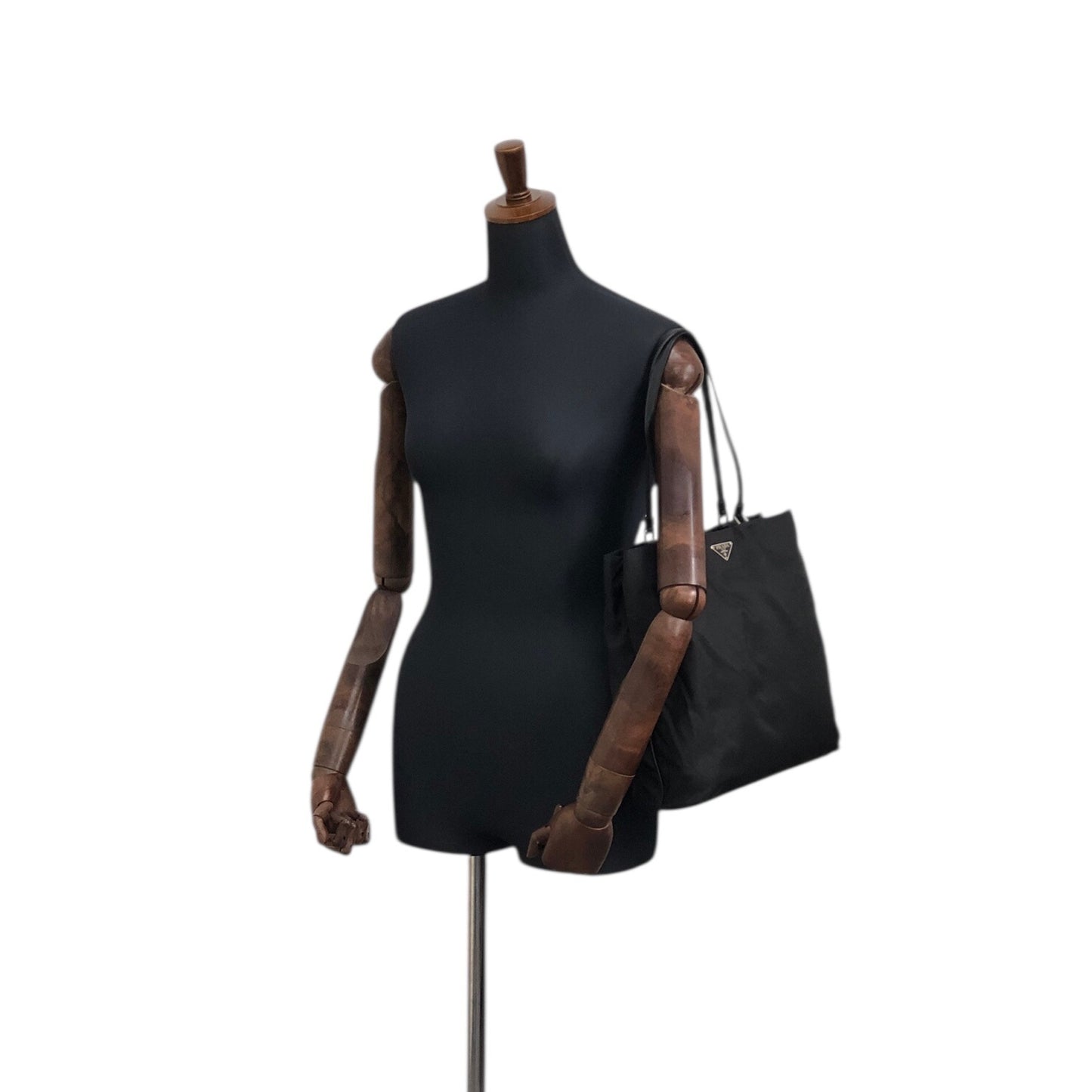 PRADA Triangle Logo Totebag Black Vintage hs4bb2
