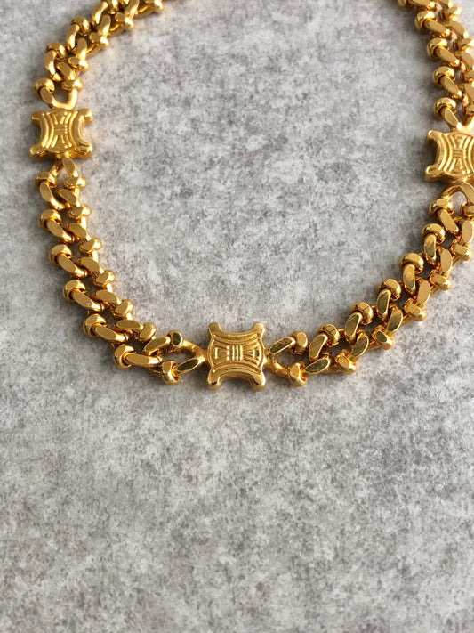 CELINE Blason Bracelet Gold Vintage iiprxa
