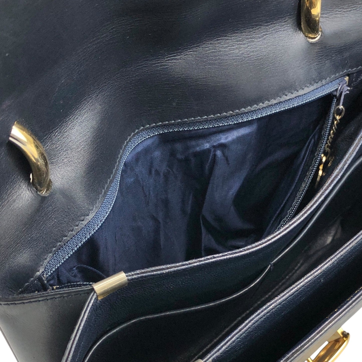 CELINE Horse Carriage Handbag Dark Navy Vintage 3bgmzr