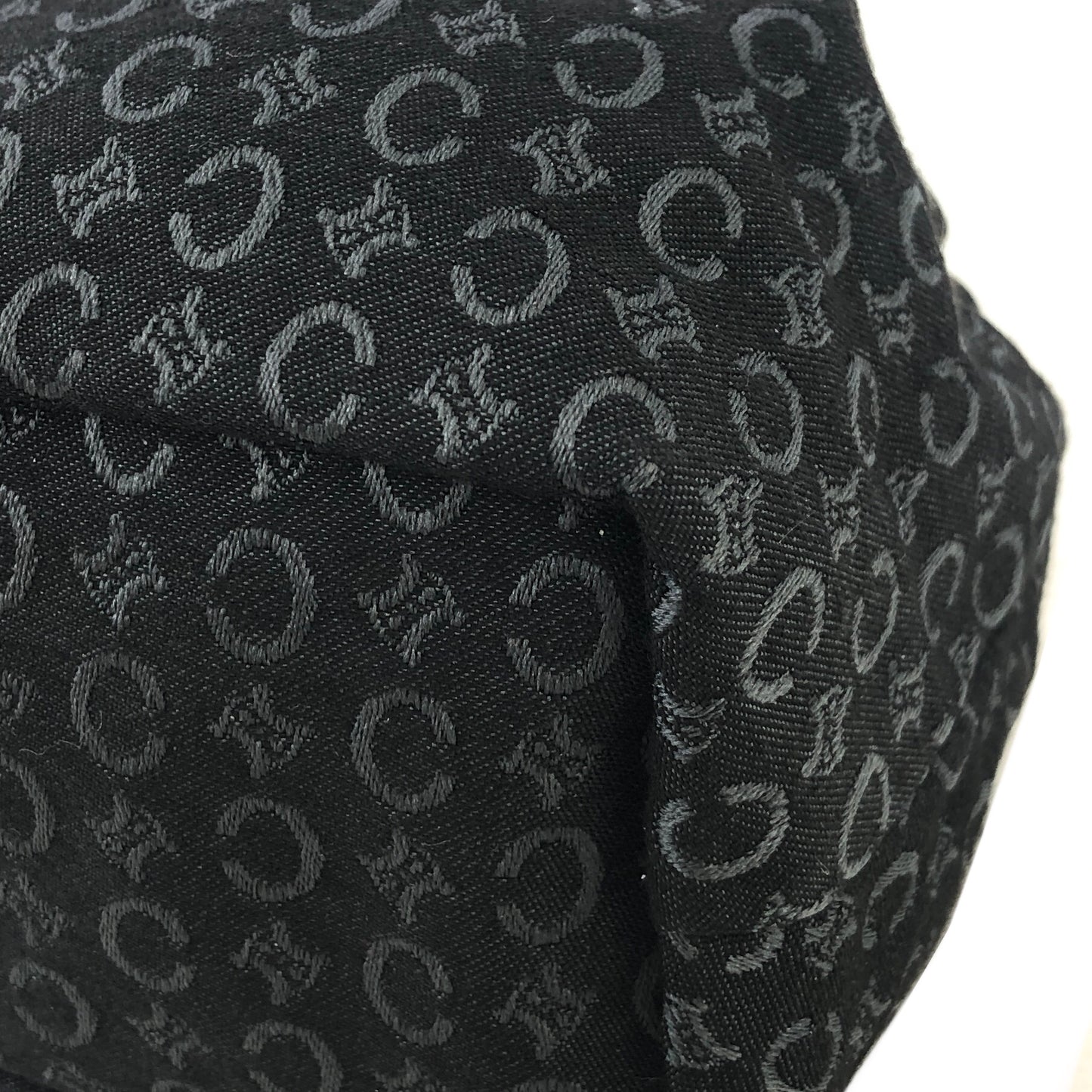 CELINE C Macadam Blason Jacquard Drawstring Pouch Black Vintage g24mcz
