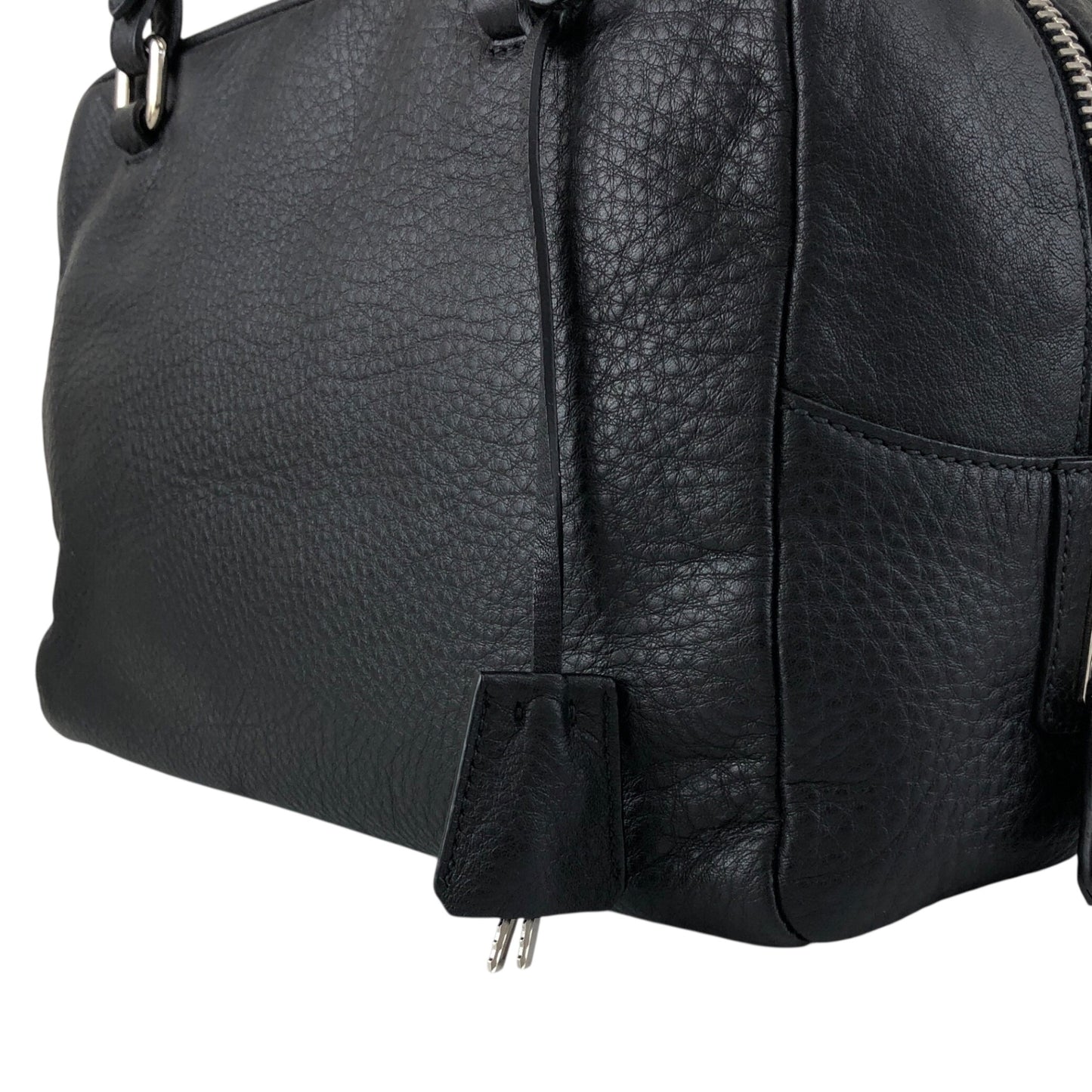 PRADA Logo Embossed Small Boston bag Handbag Black Vintage sdau3h