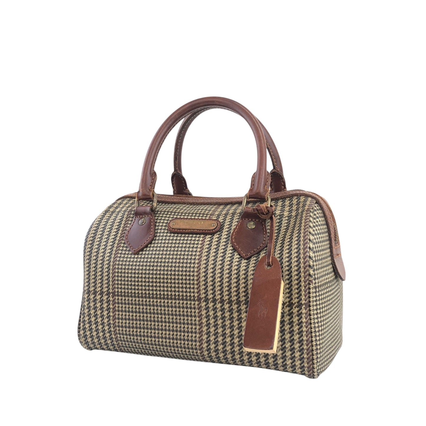 RALPH LAUREN Logo Boston bag Brown Vintage djz8wh