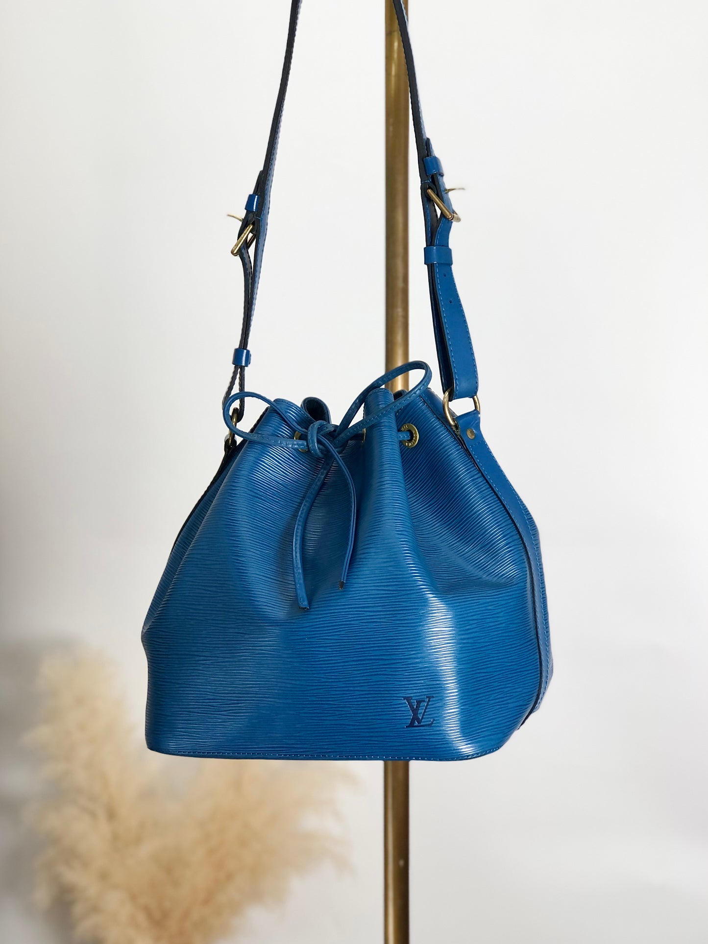 LOUIS VUITTON Epi 抽繩單肩包 藍色 復古 ri8yzu