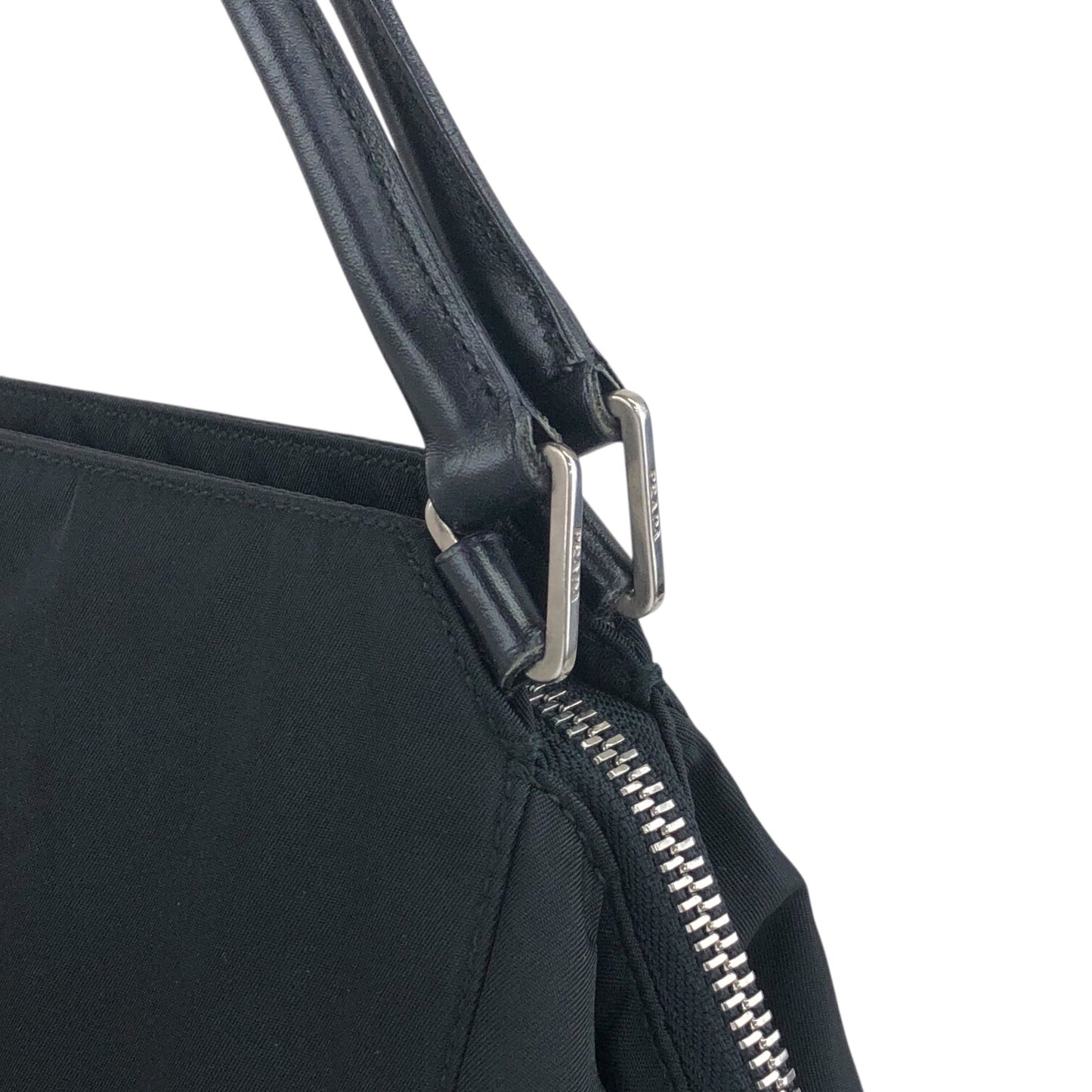 PRADA Tessuto Triangle Logo Handbag Black Vintage zzietj