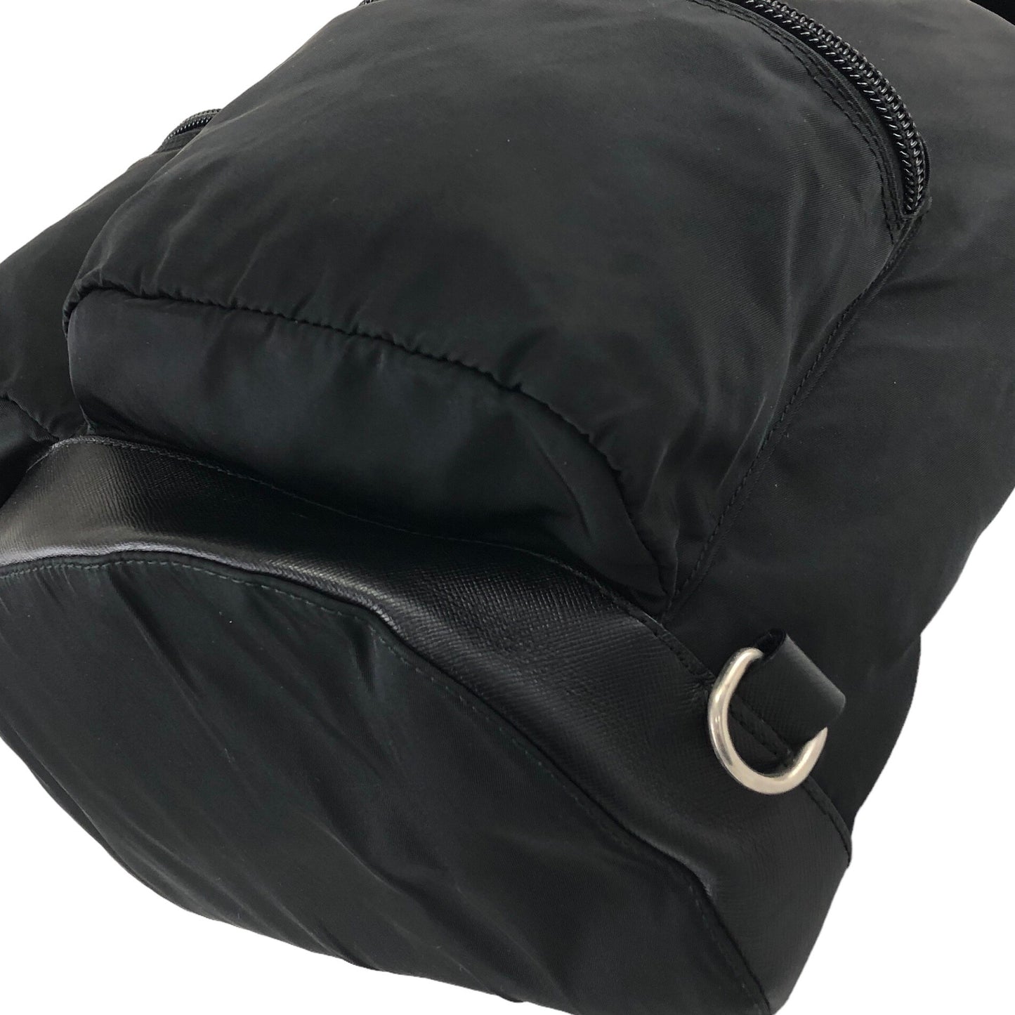 PRADA Triangle Logo Double Pocket Backpack Black Vintage avewmk