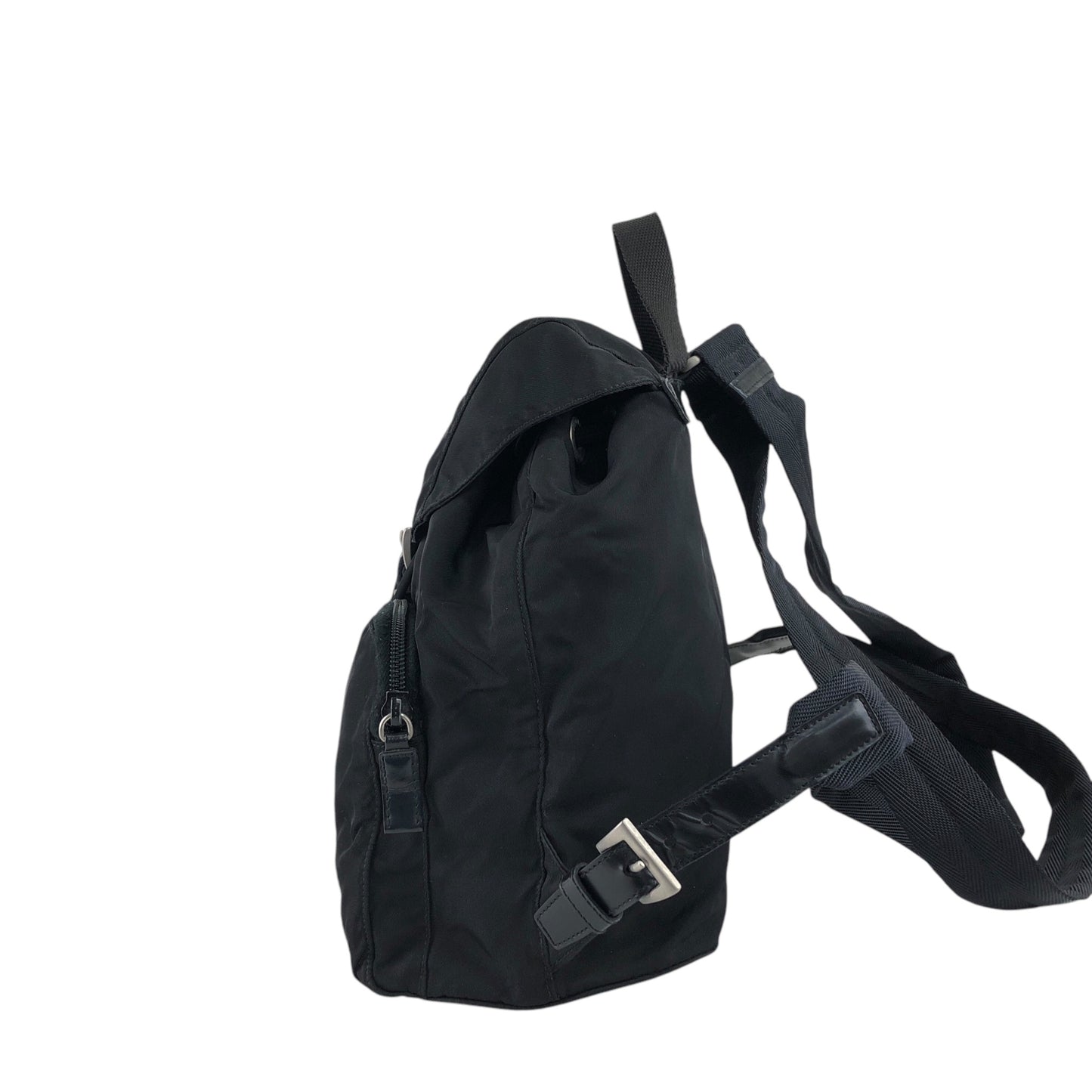 PRADA Triangle Logo Double Pocket Backpack Black Vintage mxtwf5