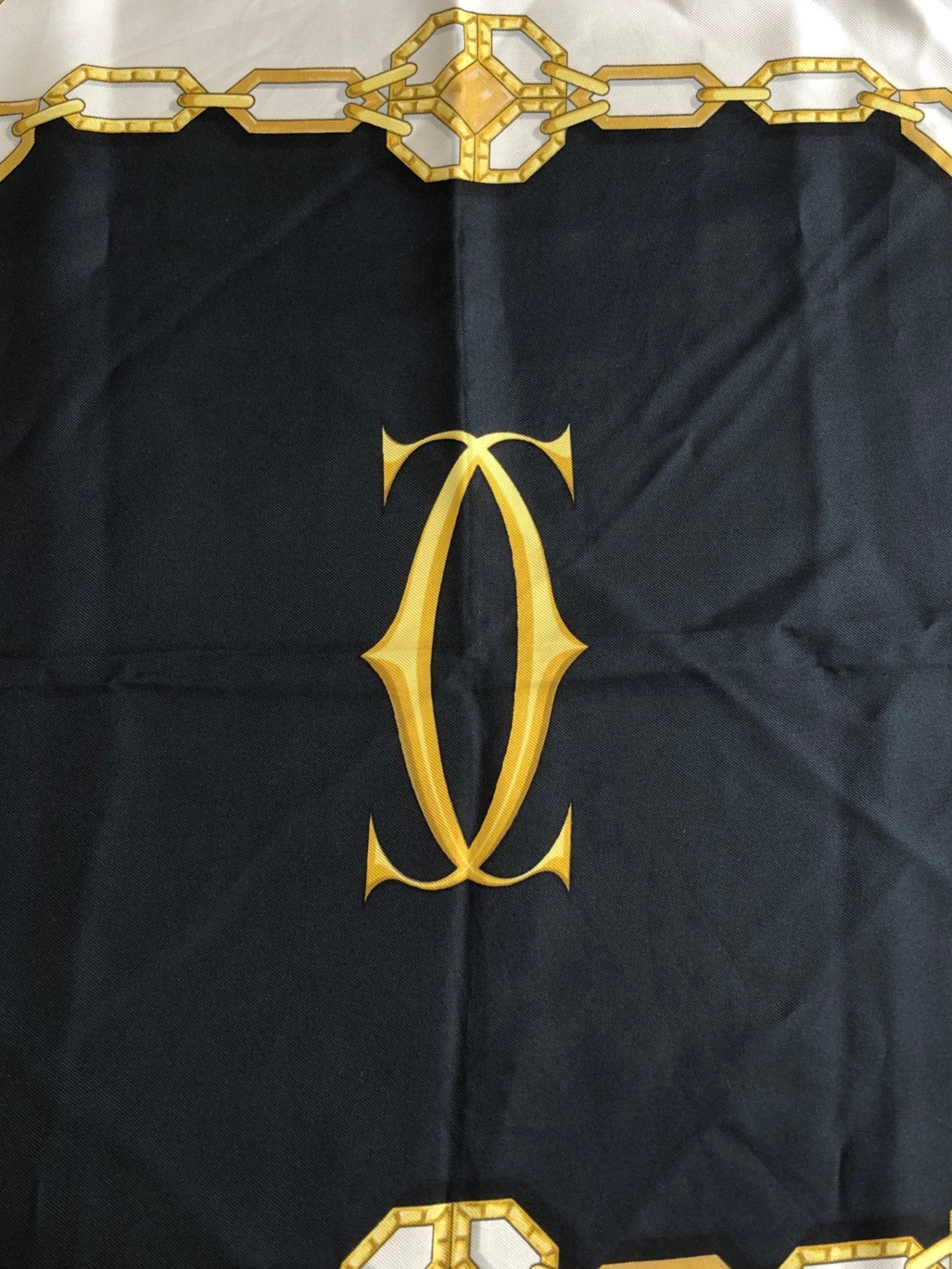 Cartier Silk100% Scarf Black Vintage etkiz6