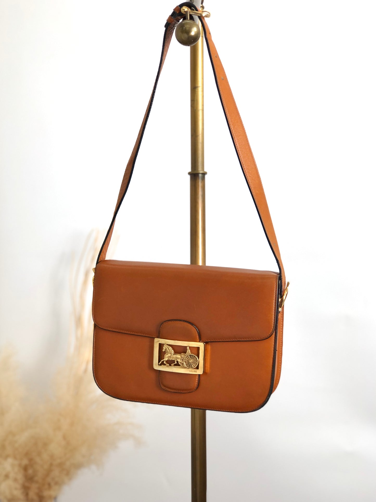 CELINE Horse Carriage Shoulder bag Brown Vintage pejihj