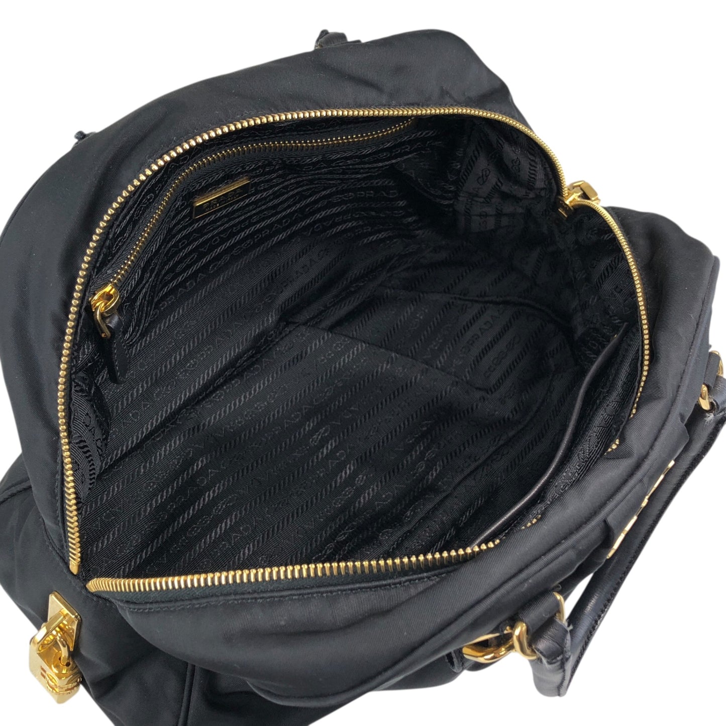 PRADA Logo Two-way Small Boston bag Shoulder bag Black Vintage is5a6n