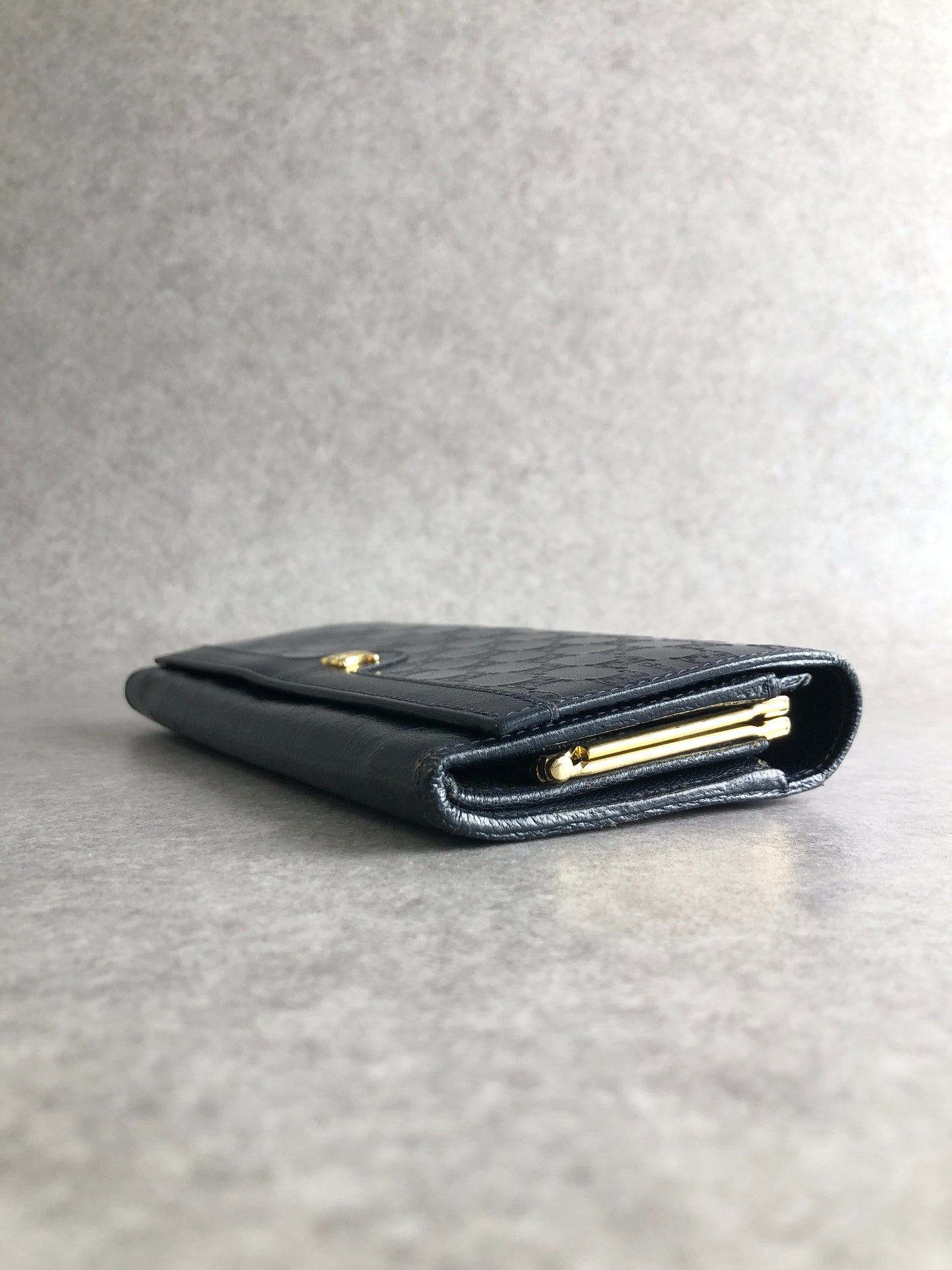 CELINE Blason Long Wallet Navy Vintage c6vgf5