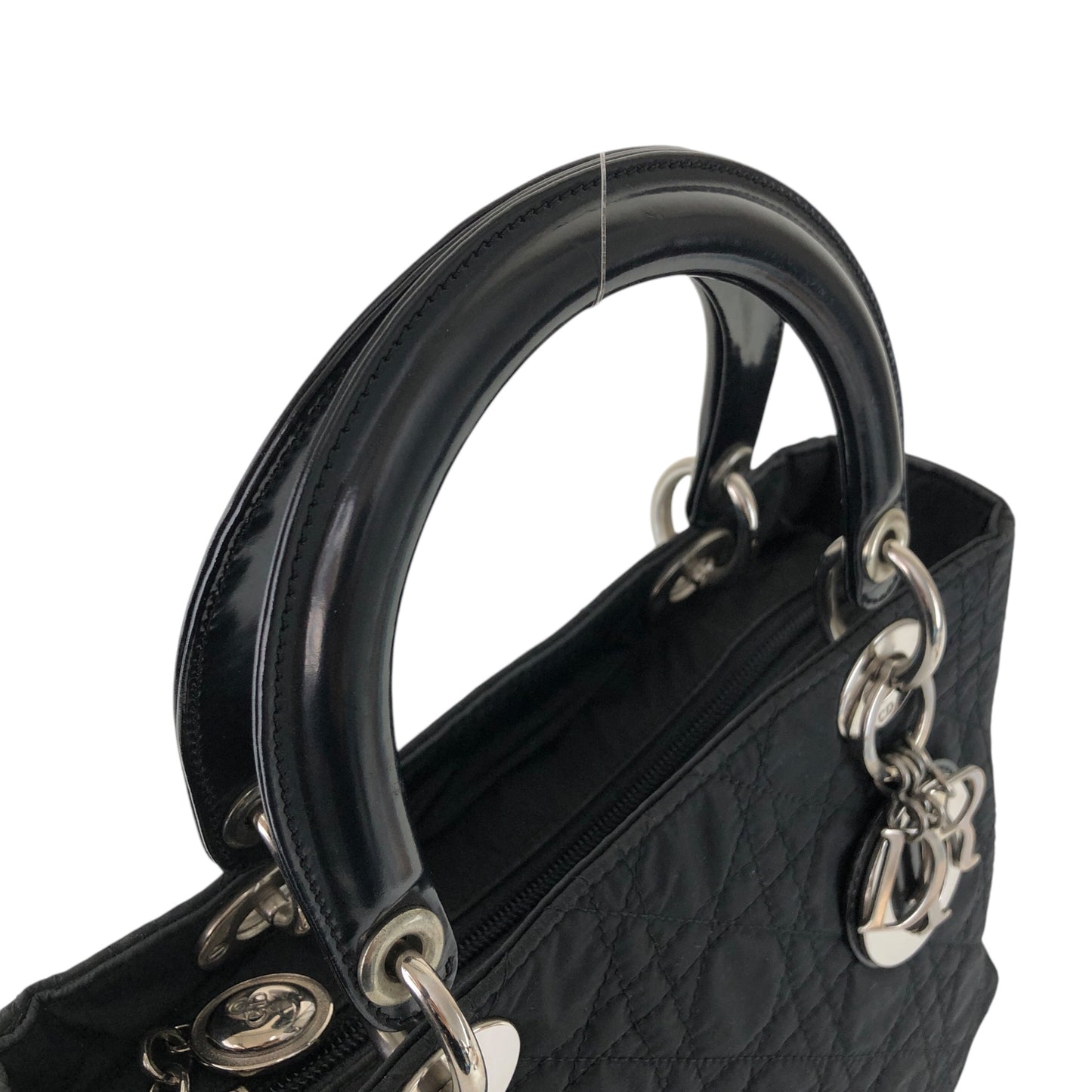 Christian Dior Lady Dior Cannage Logo Charm Two-way Handbag Shoulder bag Black Vintage kty22j
