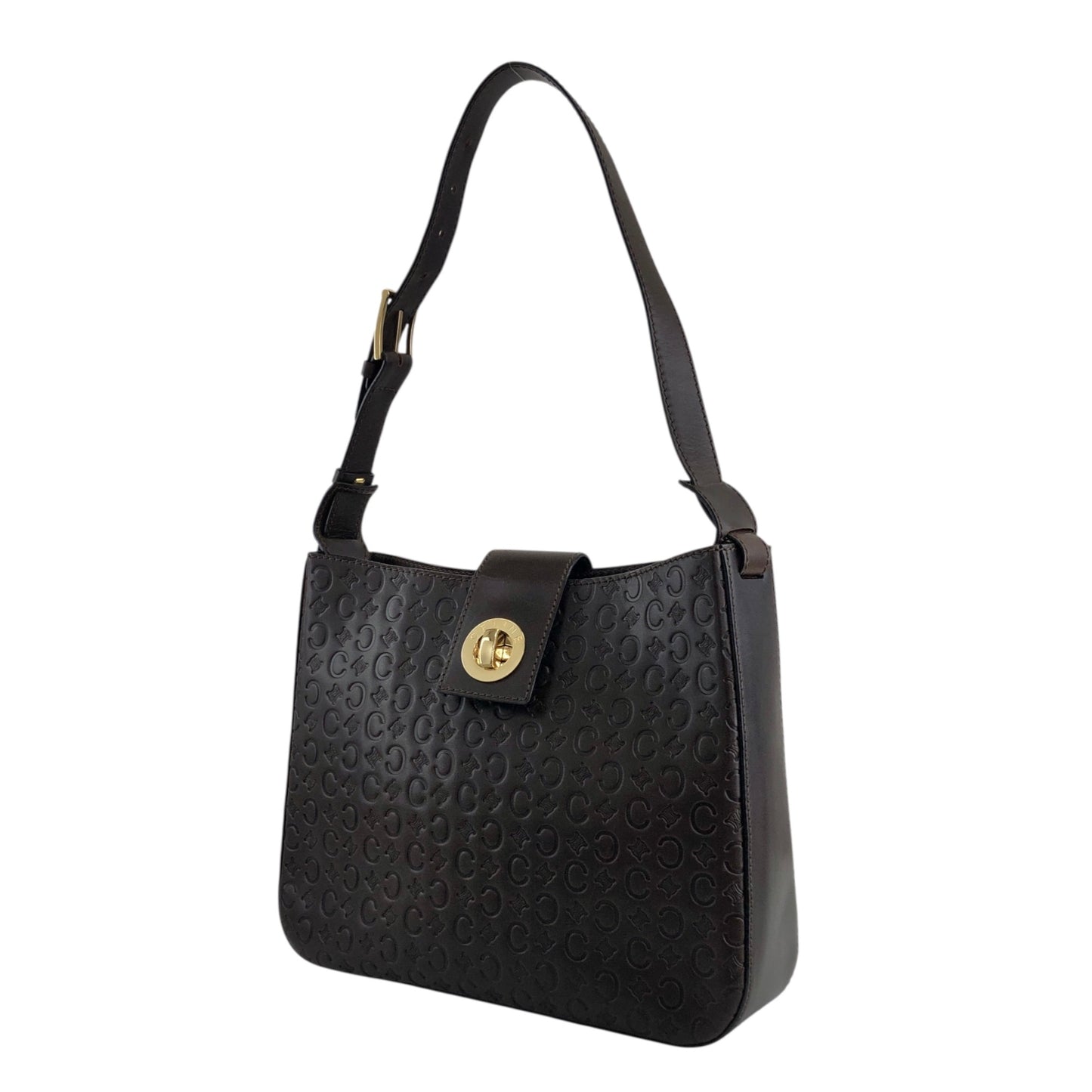 CELINE Blason Turn Lock Shoulder bag Brown Vintage txixub