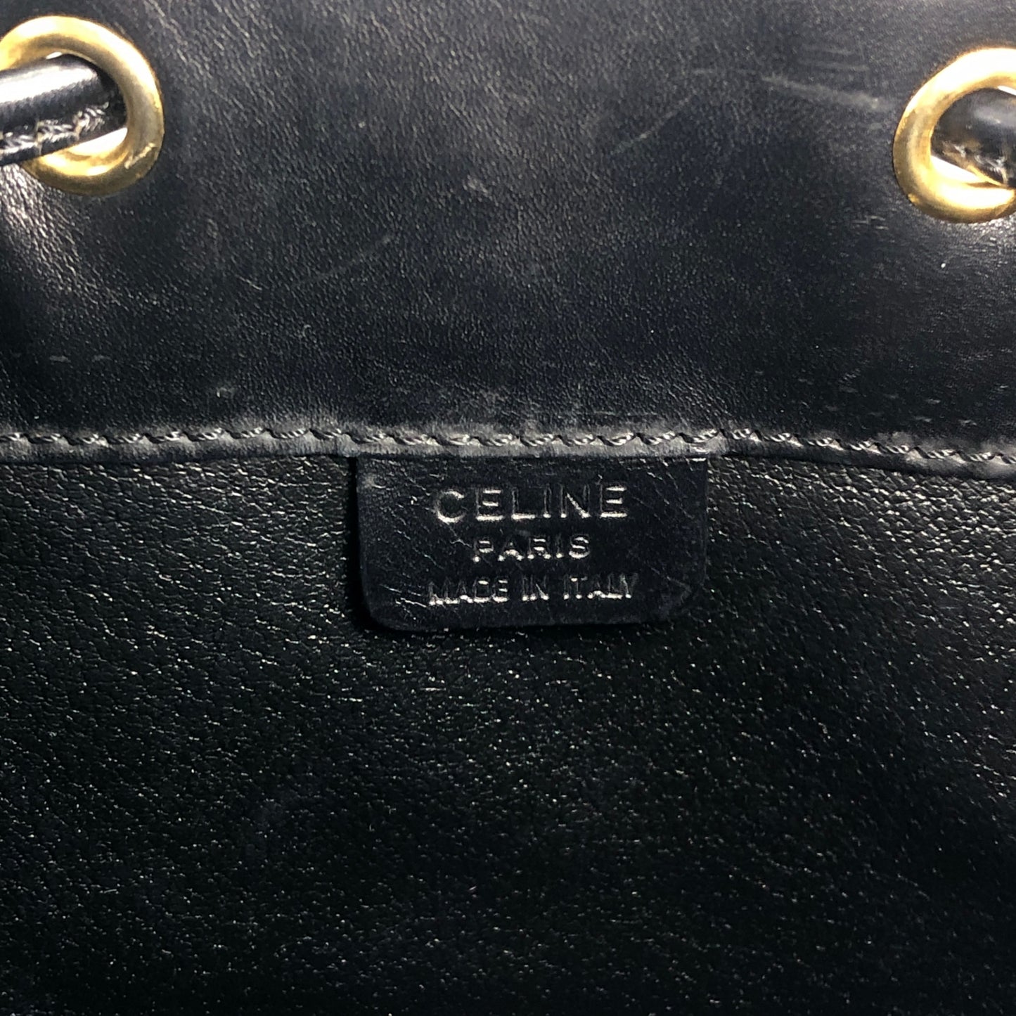 CELINE Macadam Blason Drawstring Shoulder bag Black Vintage mujneu