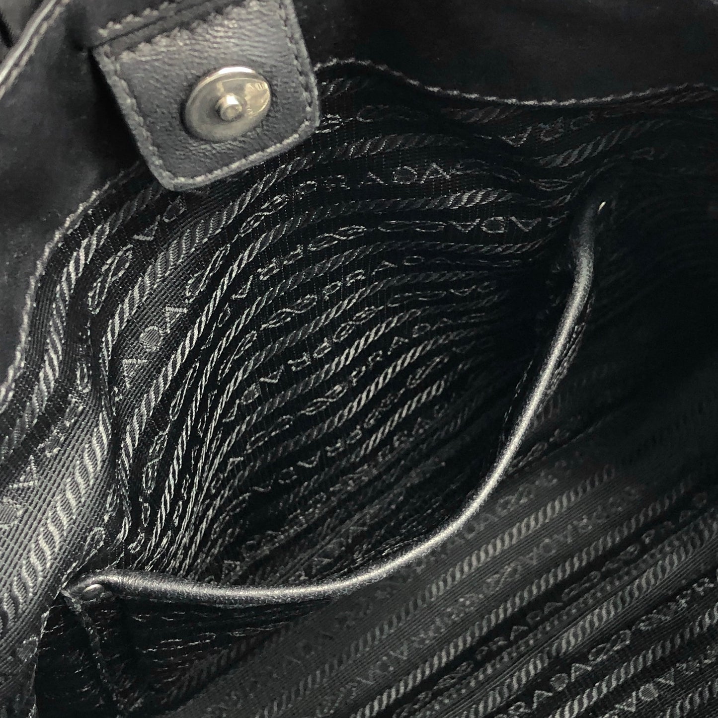 PRADA Logo Motif shirring Nylon Two-way Handbag Shoulder bag Black Vintage vbrtdm