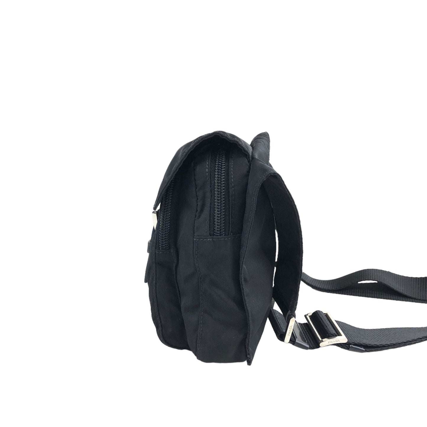 PRADA Triangle Logo Front Buckle Shoulder bag Black Vintage t6pn2f