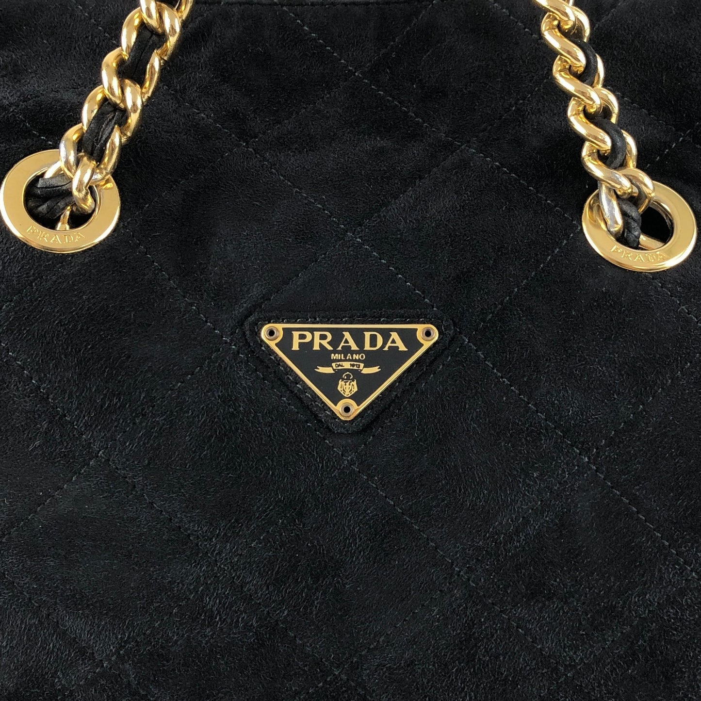 PRADA Triangle Logo Chain Shoulder bag Black Vintage t7p4ej