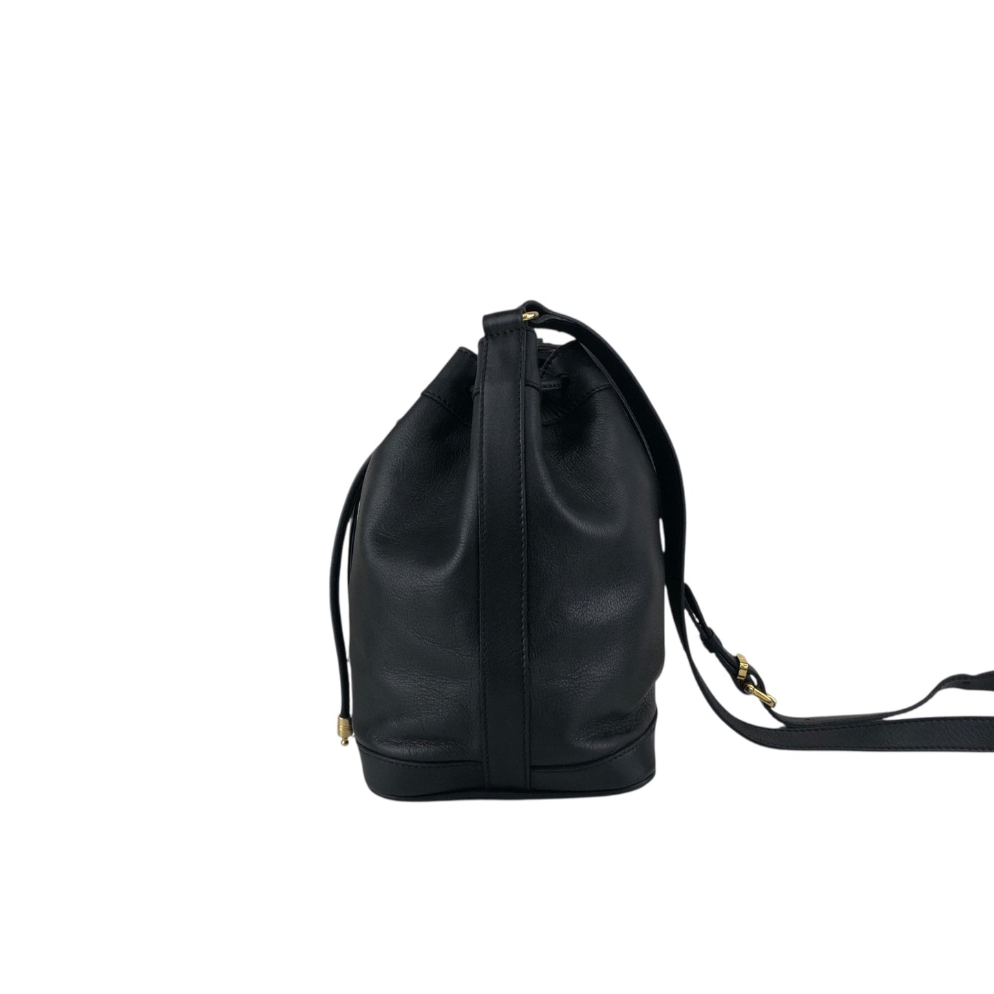 CELINE Blason Gancini Drawstring Shoulder bag Black Vintage 3zj4mf