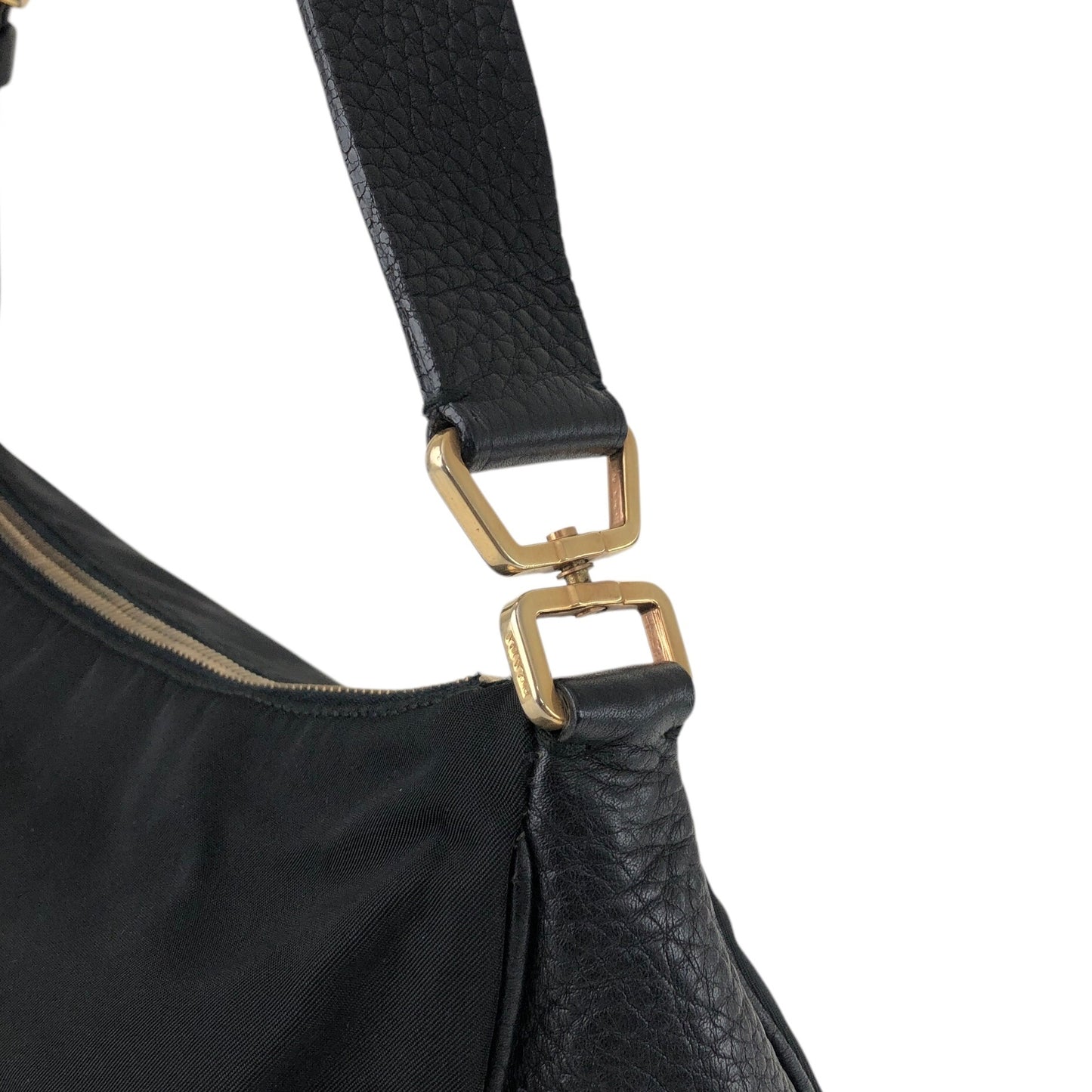 PRADA Triangle Logo Padlock Shoulder bag Black Vintage diw6aj