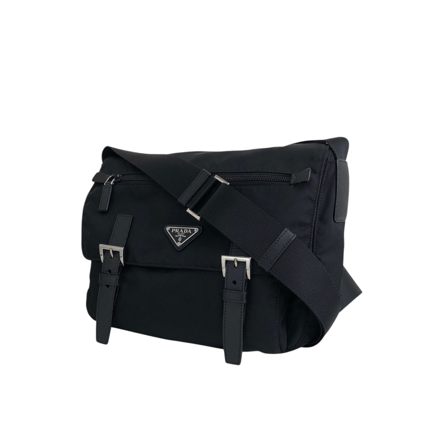 PRADA Triangle Logo Shoulder bag Black Vintage c3szxv