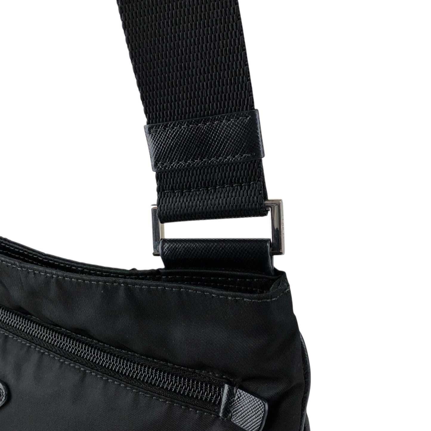 PRADA Tessuto Triangle Logo Shoulder bag Black Vintage jvmtz8