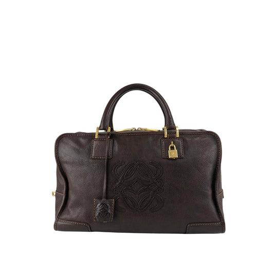 LOEWE Amazona Anagram Small Boston bag Handbag Brown Vintage kfcz5t