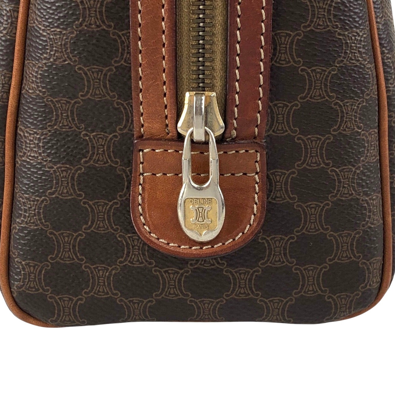 CELINE Macadam Blason Two-way Small Boston bag Shoulder bag Brown Vintage raubfw