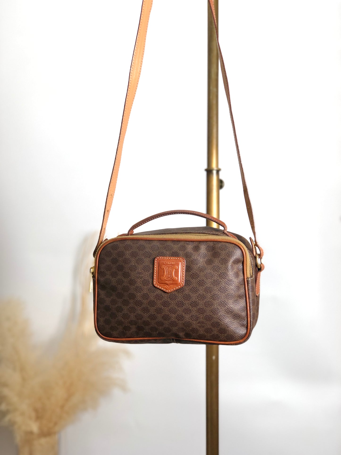 CELINE Macadam Blason Two-way Handbag Shoulder bag Brown Vintage 8rtyi2