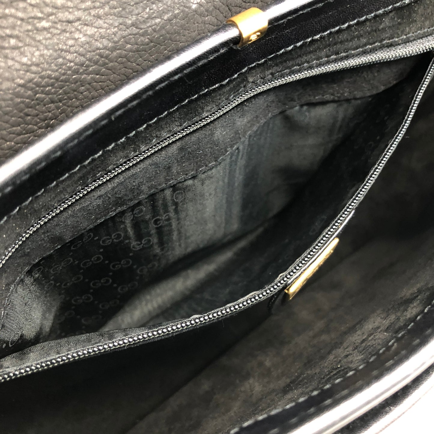 GUCCI Logo Shoulder bag Black Vintage tid77d