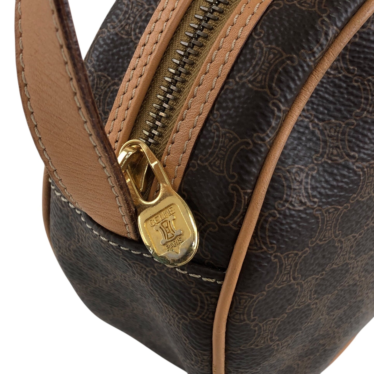 CELINE Macadam Blason Round Shoulder bag Brown Vintage teecbu