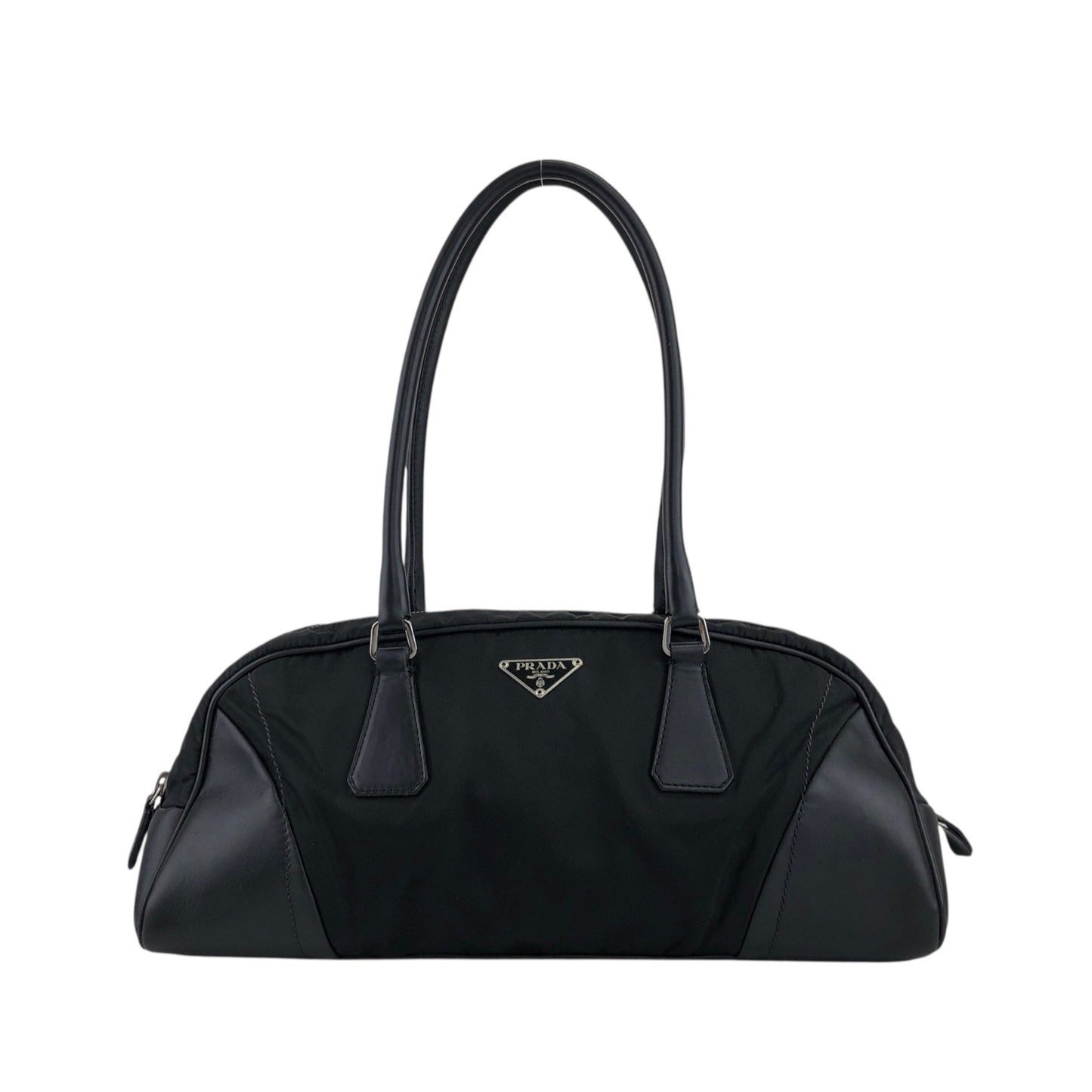 PRADA Triangle Logo Handbag Small Boston bag Black Vintage dhv4zr