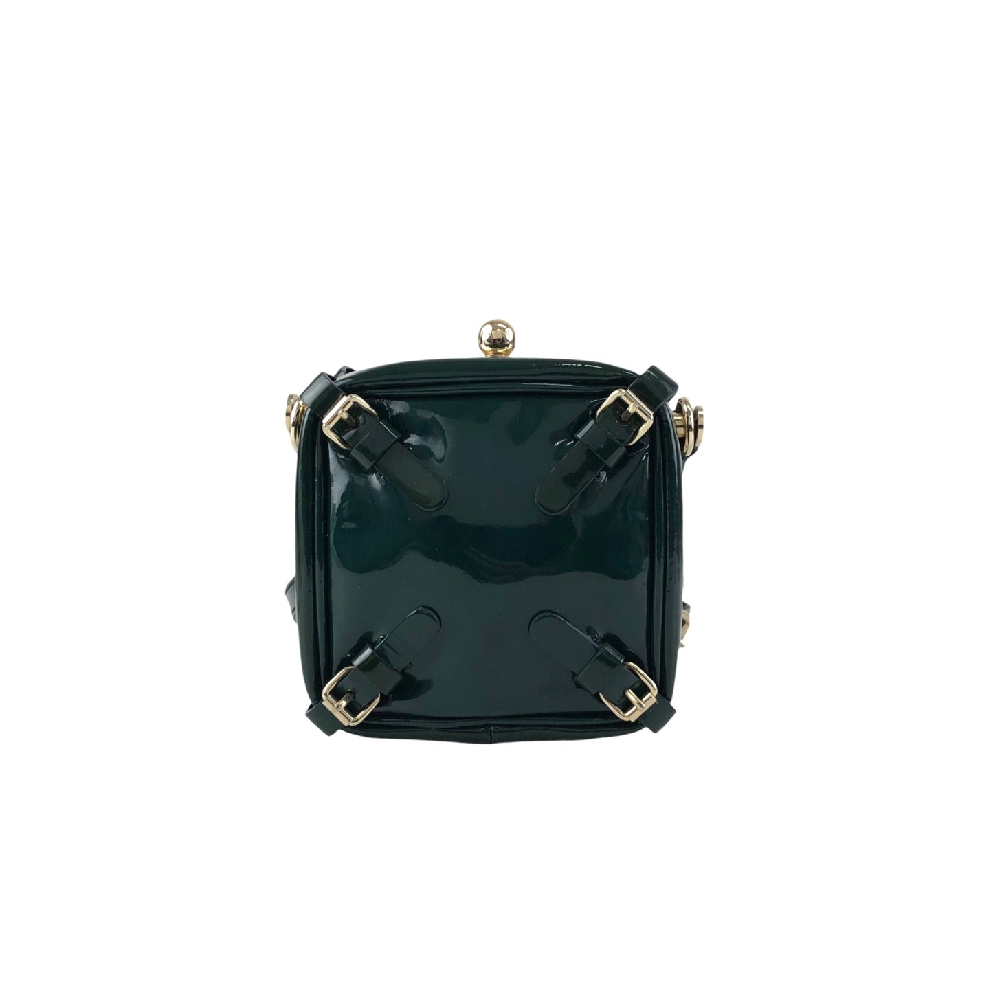 CELINE Metal Clasp Small Shoulder bag Green Vintage jye34i