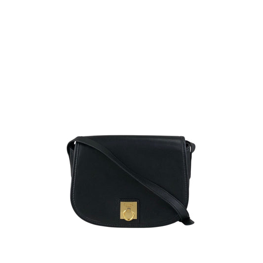 CELINE Gancini Shoulder bag Black Vintage b3ugaa