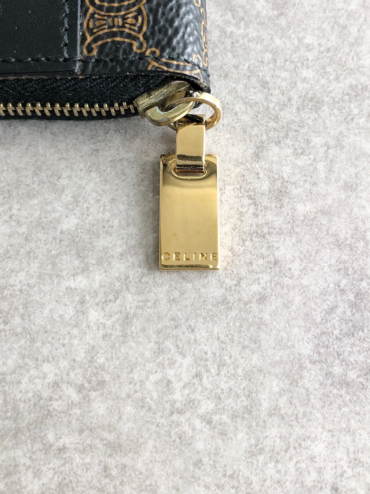 CELINE Macadam Logo Coin Purse Black Vintage 2hudzh