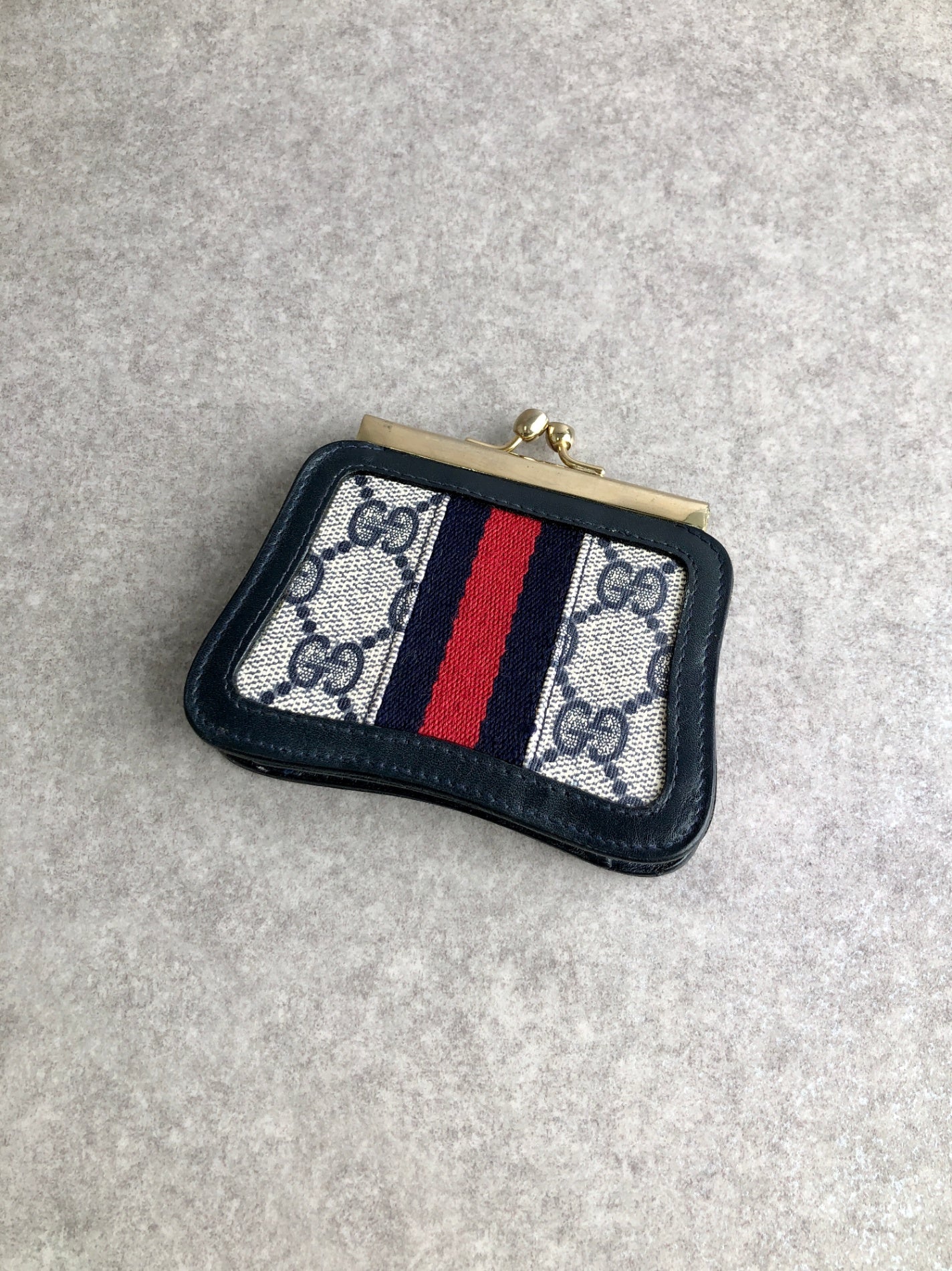 GUCCI Sherry Line 零錢包 海軍藍 復古款 5bzb3p