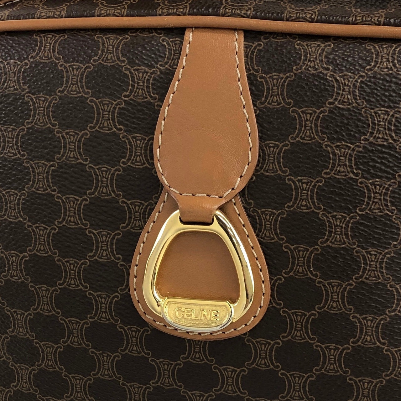 CELINE Macadam Horse Bit Shoulder bag Brown Vintage w7if2s