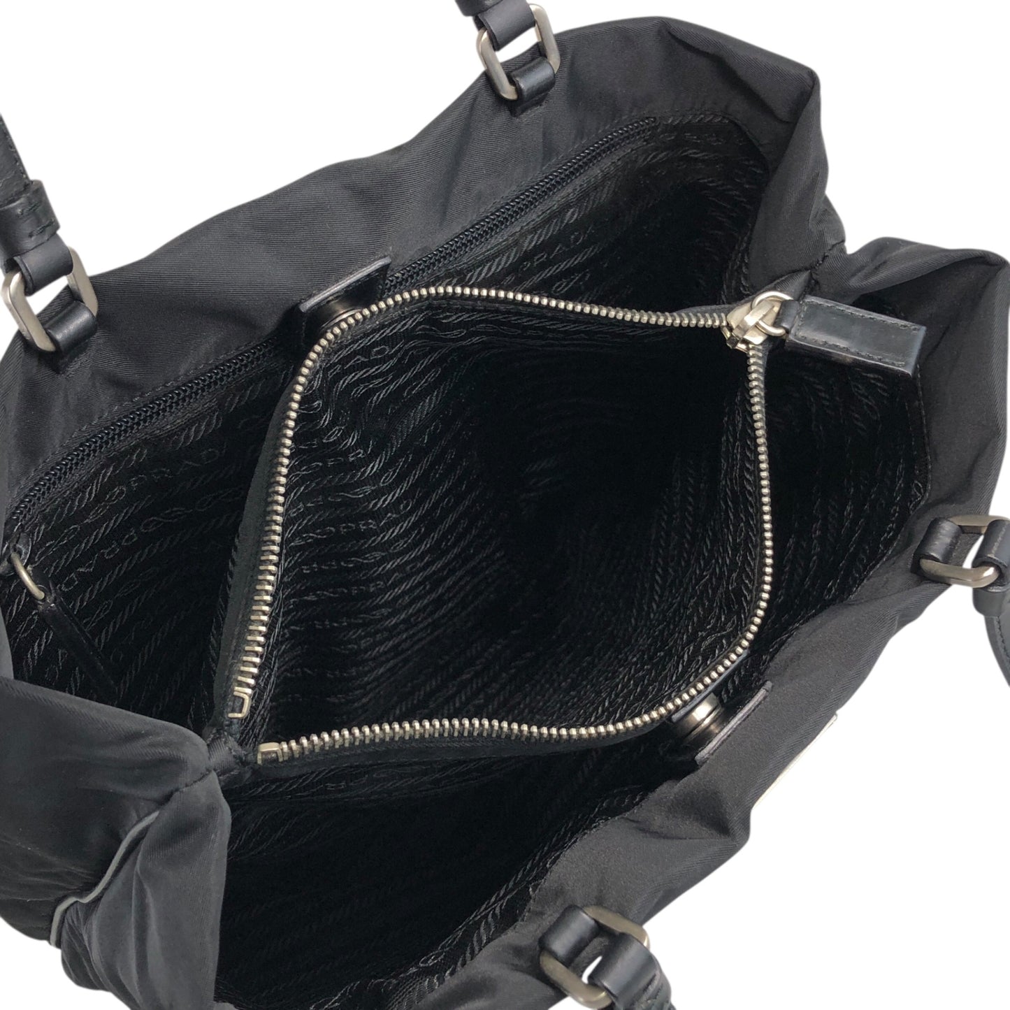 PRADA Triangle Logo Totebag Black Vintage hs4bb2