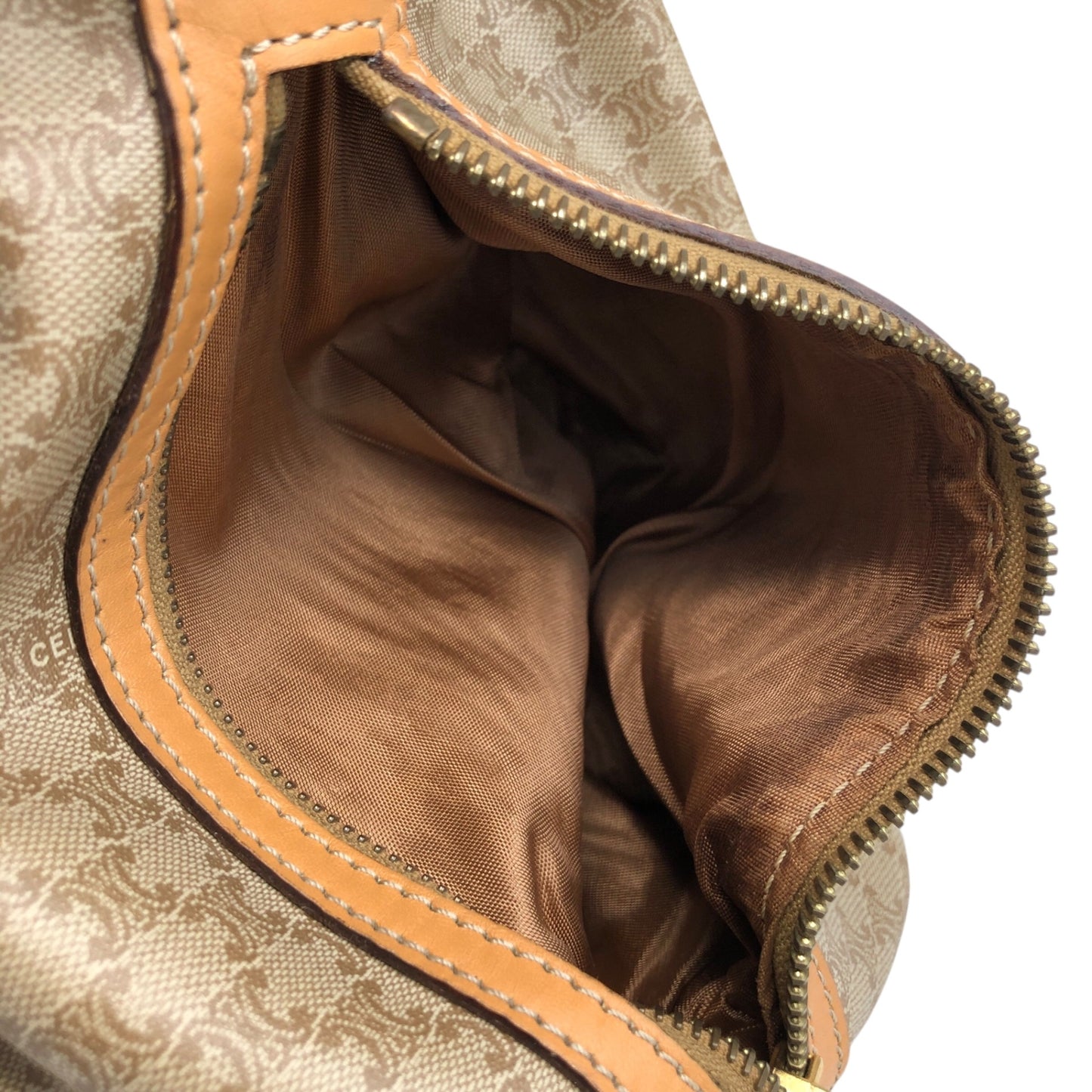 CELINE Macadam Two-way Drawstring Handbag Shoulder bag Beige Vintage jtr86n