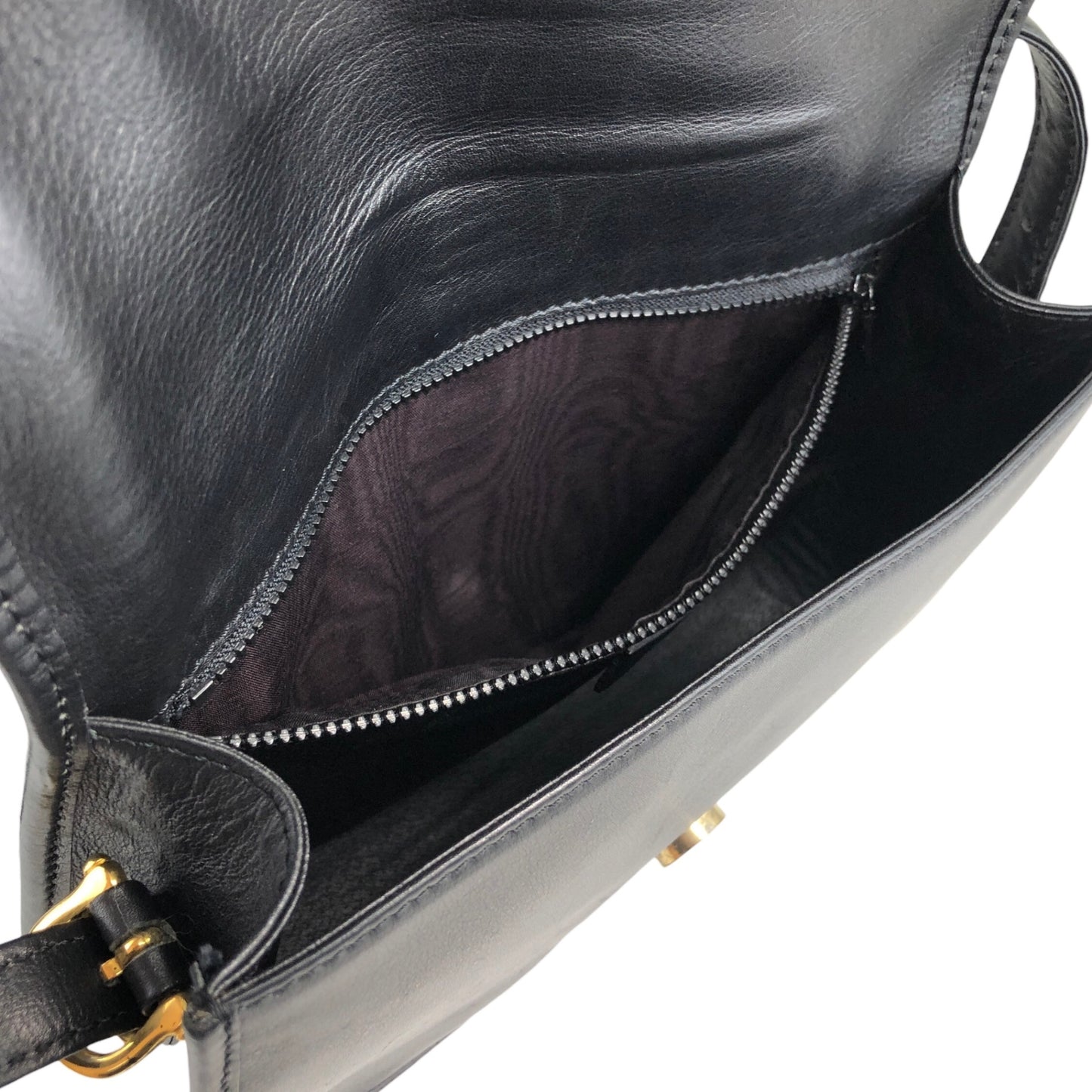 CELINE Gancini Crossbody Shoulder bag Black Vintage pdxcg6