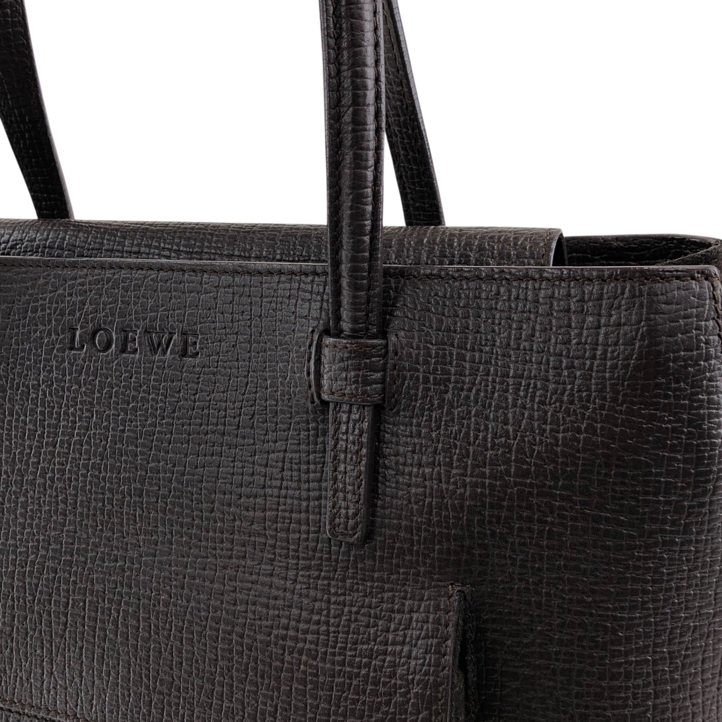 LOEWE Logo Embossed Handbag Brown Vintage zfvfp7