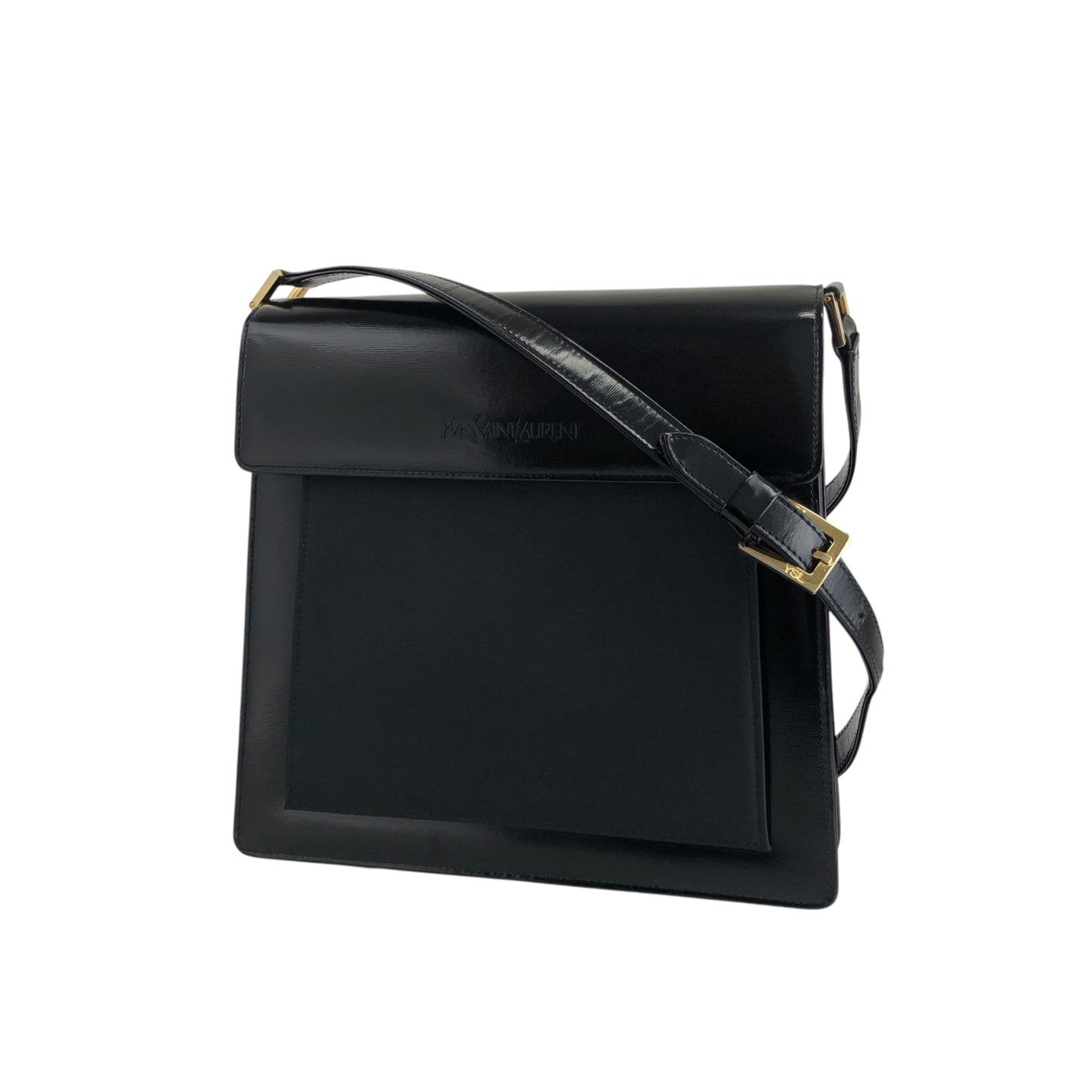 Yves Saint Laurent Logo Shoulder bag Black Vintage stwefg