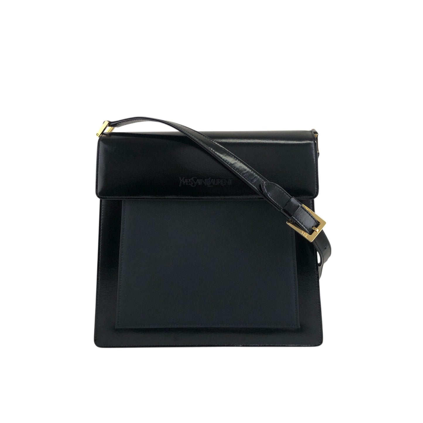 Yves Saint Laurent Logo Shoulder bag Black Vintage stwefg