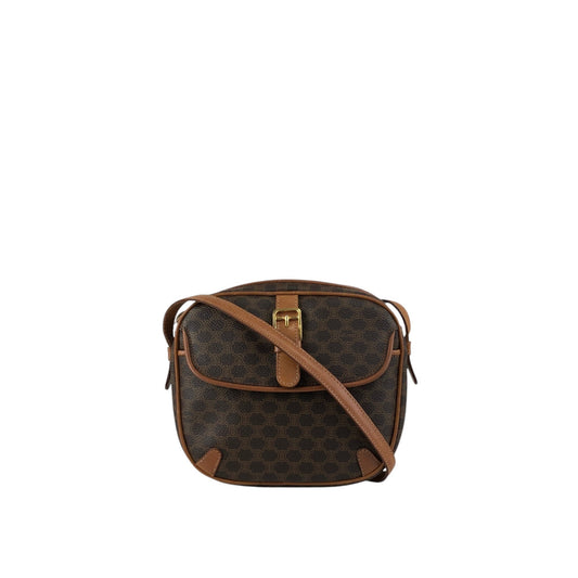 CELINE Macadam Front Buckle Shoulder bag Brown Vintage htiyru